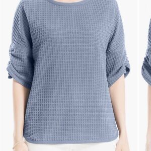 Max Studio Light Blue Waffle Textured Knit Sweater
